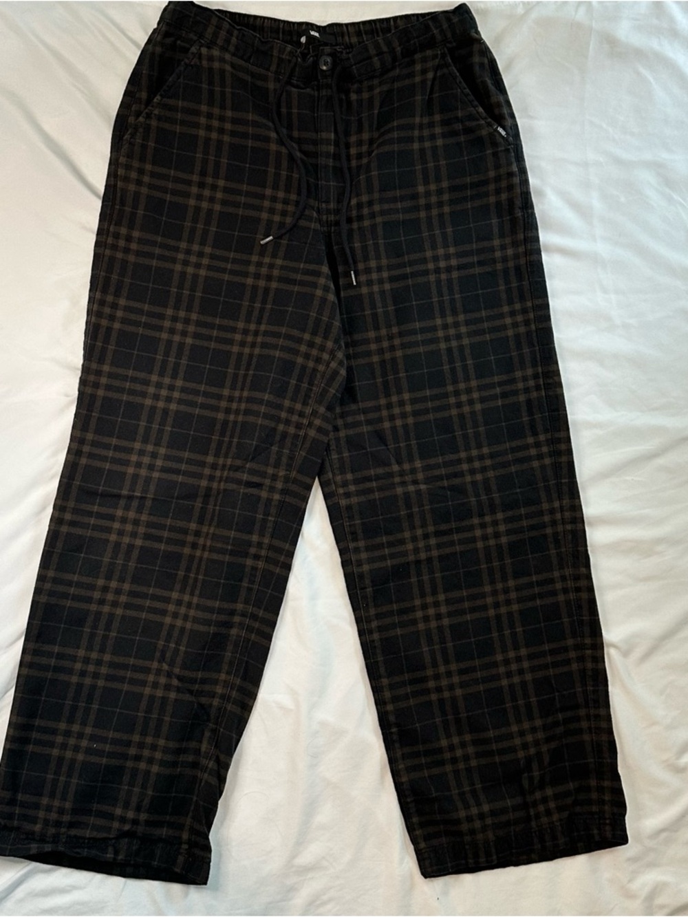 Vans Black & Brown Plaid Drawstring Pants